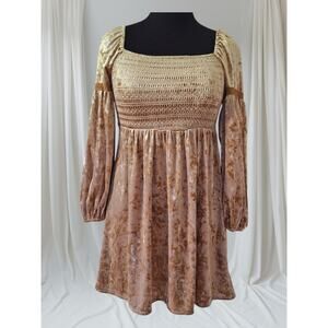Coco + Jaimeson Gold Crushed Velvet Smocked Dress Regency Bridgerton